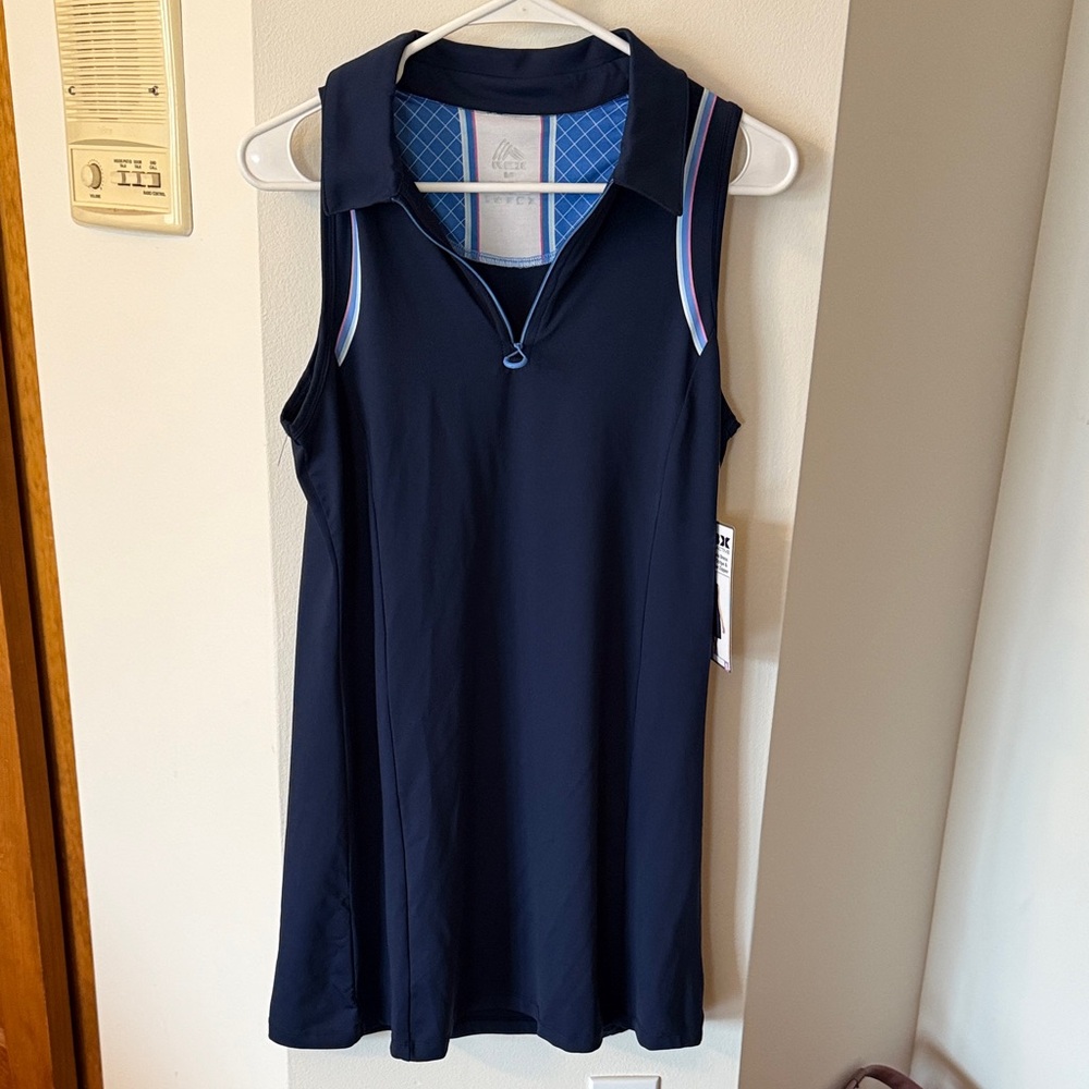 Navy Sleeveless Polo Top